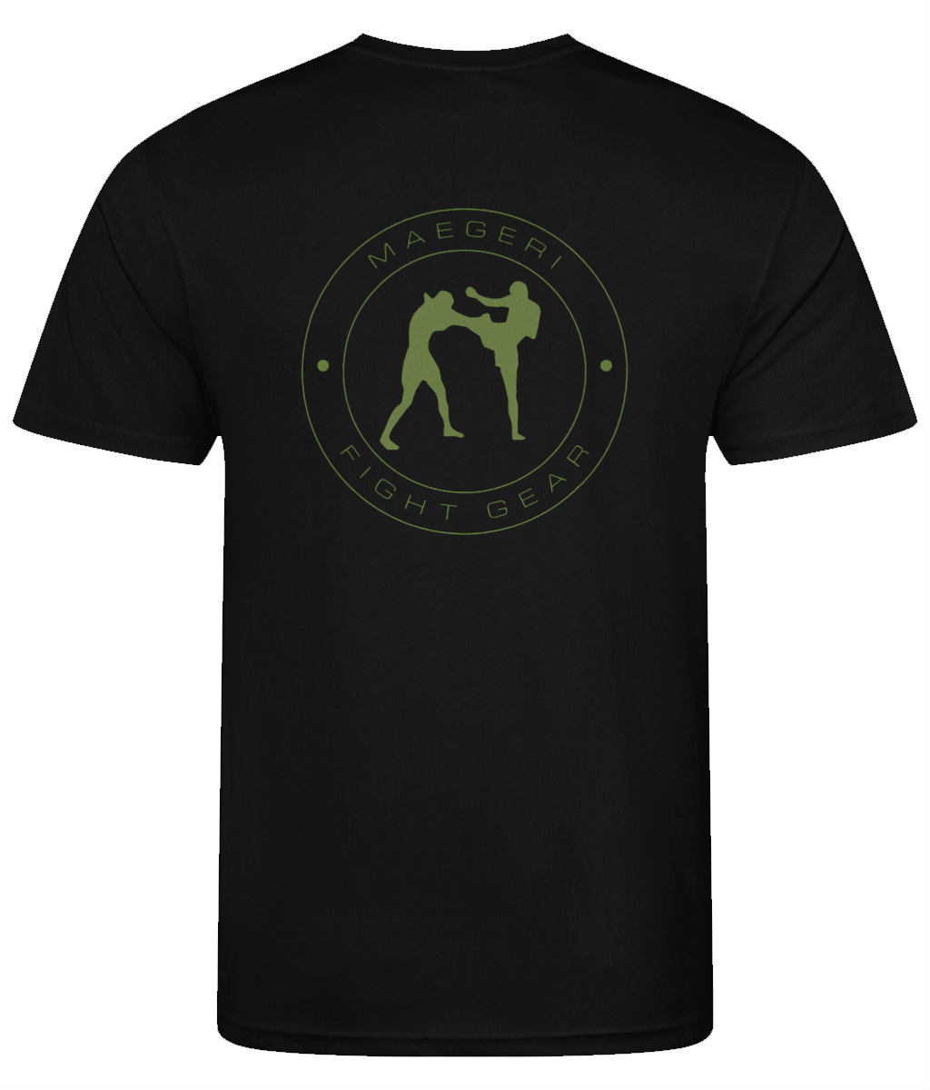 Maegeri Fight Gear T-shirt Green on Black back