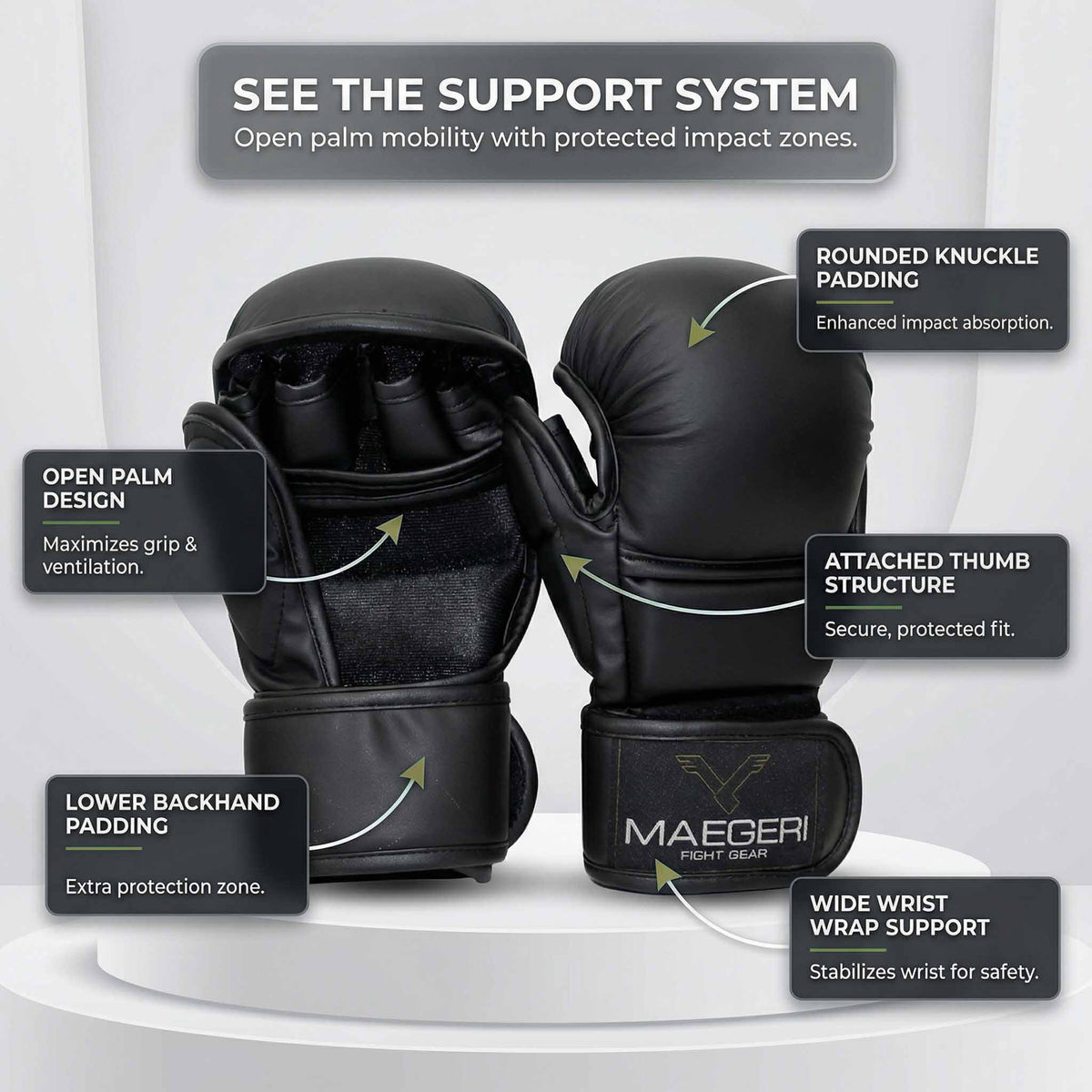 Maegeri 7 oz MMA Sparring Gloves - Features