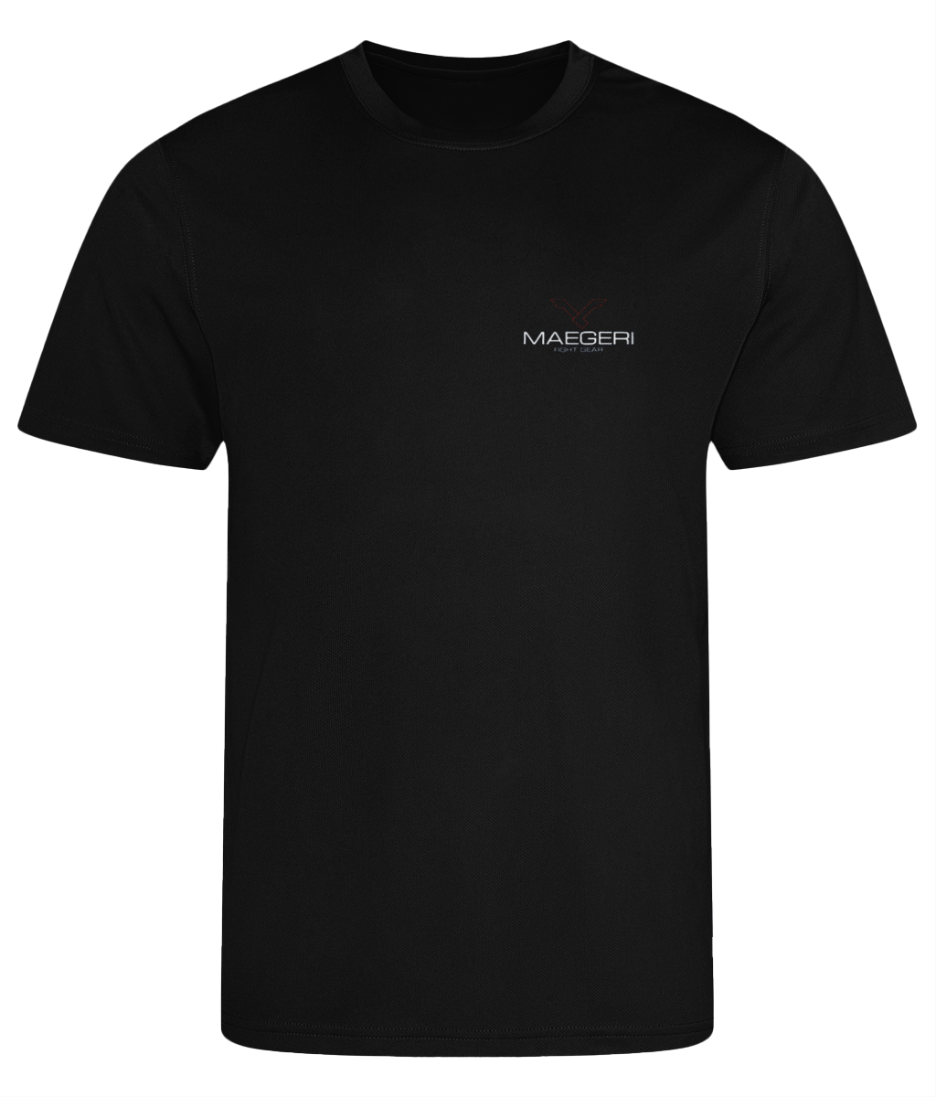 Maegeri Fight Gear T-shirt Red on Black front