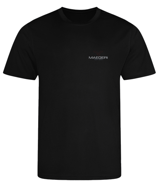 Maegeri Fight Gear T-shirt Red on Black front