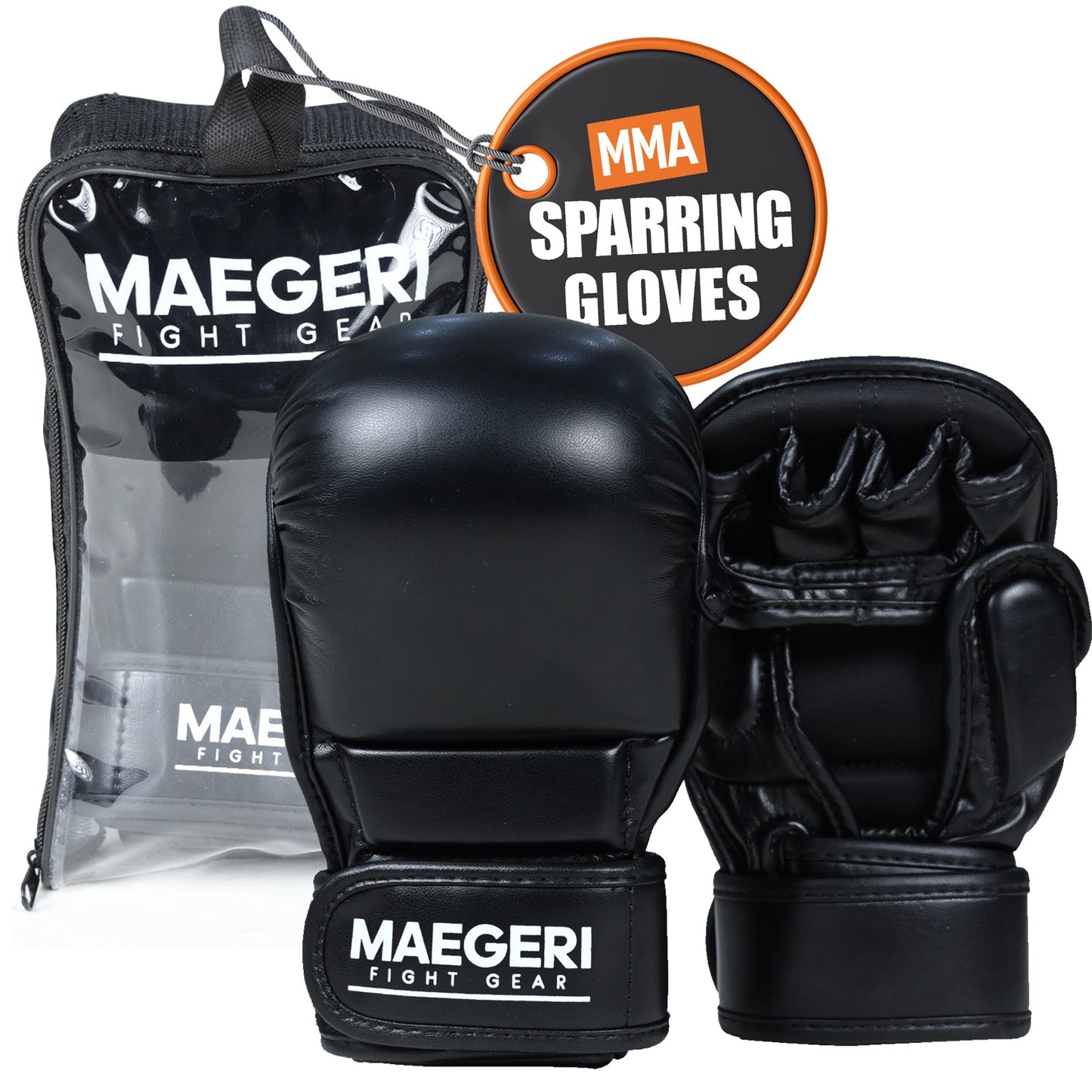 Maegeri Hybrid MMA Sparring Gloves – Open Palm 7oz Training Gloves