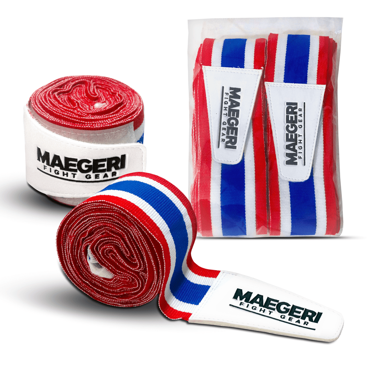 Pro Wraps – 180" Muay Thai Hand Wraps (Thai Flag Design) in package