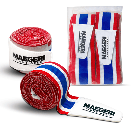 Pro Wraps – 180" Muay Thai Hand Wraps (Thai Flag Design) in package